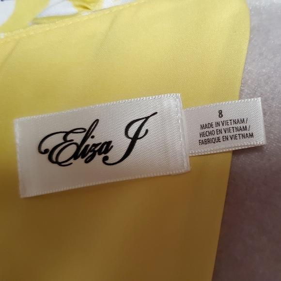 Eliza J Yellow Floral Flutter Sleeve Lace Tie-Waist Midi Summer Dress 8 - Picture 12 of 13